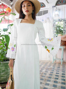 Robe de mariage pour femme, robe Maxi en dentelle avec fleurs brodées, Vintage, manches en cloche, tenue de luxe pour invités, 2020 - Product Image 4