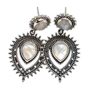 Exclusive Design Natural Rainbow Moonstone <b>Dangling</b> Drop <b>Earrings</b> Gemstone Fashionable <b>Fine</b> 925 Sterling Silver Jewelry for Her - Product Image 1