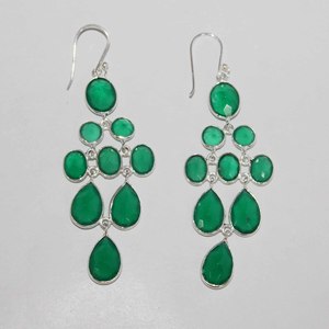 Natural Green Onyx Gemstone 925 Solid Sterling <b>Silver</b> Handmade <b>Huggie</b> <b>Earrings</b> Wedding & Party Gift Jewelry for Wholesale - Product Image 1
