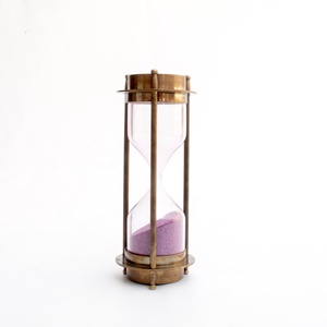 Antique Style Nautical Brass Metal <b>Hourglass</b> 45 Seconds to 6 Minutes Wooden Sand Timer Novelty Collectible Gift Made Glass Alloy - Product Image 4
