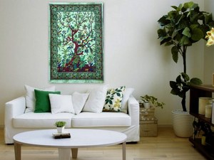Indian Handmade Tie & Dye Floral <b>Wall</b> Hanging Tapestry Tree Life Mandala Poster Custom Logo <b>Printed</b> <b>Bedroom</b> Home Decor - Product Image 5