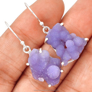 Hermosos pendientes de piedras preciosas de ágata de uva de plata de ley sólida 925, joyería hecha a mano para proveedor mayorista, joyería ODM OEM - Product Image 5