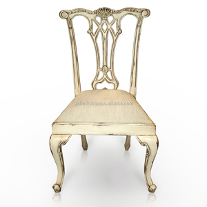 Chaise Chippendale blanche antique vieillie, chaises Chippendale, meubles Chippendale - Product Image 2
