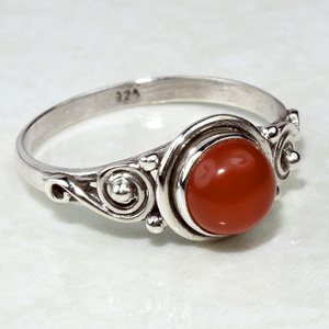 ที่น่าประทับใจรอบรูปร่าง Bezel Carnelian 925แหวนเงินสเตอร์ลิงขายร้อนเครื่องประดับเงินอินเดียเครื่องประดับเงิน - Product Image 1