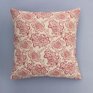 Red Floral Butta Cotton Hand Block Linen Decorative <b>Boho</b> Design 40 X 40 CM Square <b>Cushion</b> <b>Cover</b> - Product Image 1