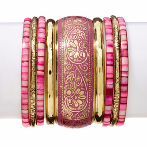 Haute qualité nouveauté plaqué or classique à la main os incrustation bracelets ensemble pour les femmes cadeau parfait pour les occasions de mariage de fête - Product Image 1