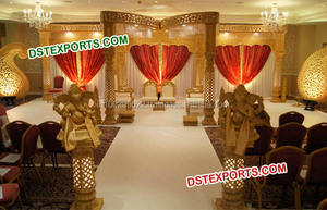 Mandap de mariage en forme de trompe d'éléphant, décoration de mandap en FRP, aspect bois, mandap en fibre d'éléphant pour la cérémonie de mariage, Suisse - Product Image 2