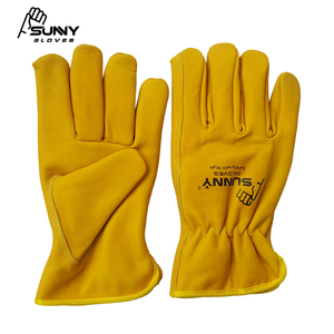 Guantes de trabajo para conductores de cuero de vaca de la mejor calidad, guantes de trabajo para conductores amarillos, guantes de cuero amarillo para barrer - Product Image 4