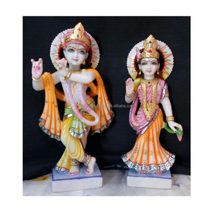 Magnifique Statue colorée en marbre blanc de haute qualité, faite à la maison, polie, cadeau de culte religieux Hindu - Product Image 1