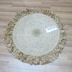 พรมปอกระเจาแบบพรีเมี่ยมพรมทรงกลมทำด้วยมือพรมปูพื้นสีฟ้าเข้มจากผู้ผลิตในอินเดีย - Product Image 3