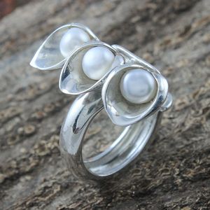 Anillo de Plata de Ley 925 con gema de perla, joyería hecha a mano con piedras preciosas, para madre étnica - Product Image 1