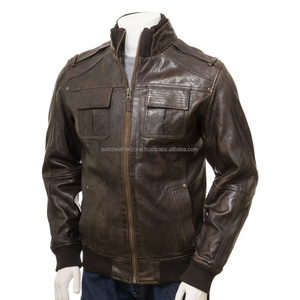 Chaqueta Bomber de cuero para hombre, venta al por mayor, nuevo aspecto, 2019 - Product Image 1