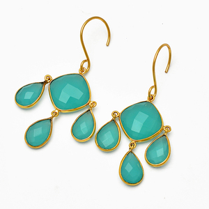 Aqua Chalcedony Gemstone Solid925 Sterling Silver Gold <b>Earrings</b> Handmade Jewelry Low Price Fashion Stud <b>Earring</b> for Women,unisex - Product Image 1