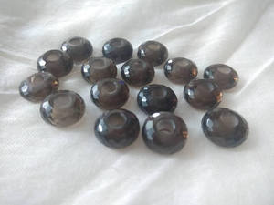 Perles à facettes en forme de rondelle de trou de quartz fumé de qualité AAA - Product Image 3