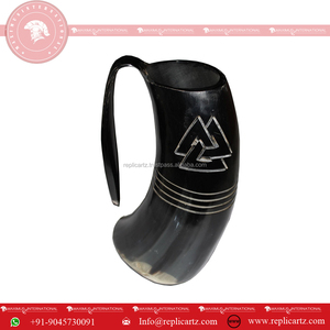 Jarra Vikinga de Cuerno de Primera Calidad, Hecha a Mano, Taza Medieval para Cerveza, Sidra o Mead, Estilo Rústico Vikingo, Juego Único - Product Image 2