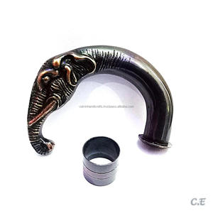 Empuñadura de Latón Grabada a Mano con Diseño de Elefante, Pulida Vintage, de 4 Pulgadas para Bastón de Madera CHWHL13 - Product Image 3