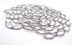 Beautiful Clear Quartz Gemstone With Silver Plated Oval Shape Double Bail Faceted Bezel Connector Chain - Product Image 3