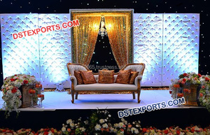 Paneles de pared de cuero para escenario de boda, decoración de escenario de boda asiática británica, color dorado - Product Image 4