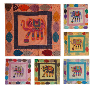 Fabricant de couettes brodées à la main en coton éléphant design - Product Image 2