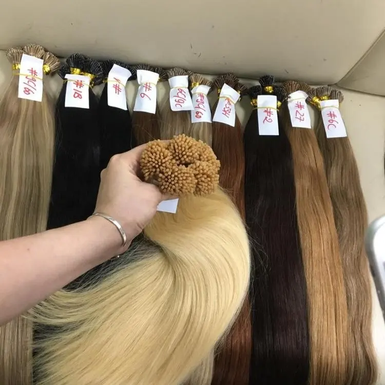 Best selling I tips high quality Pre-bonding keratin straight color 100% human hair extension with factory