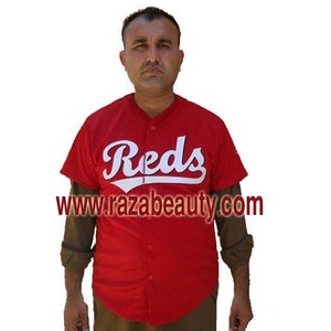 Maillot de baseball personnalisé en polyester respirant 100 %, antibactérien, séchage rapide, grande taille, col en V, design boutonné - Vêtements de sport - Product Image 5