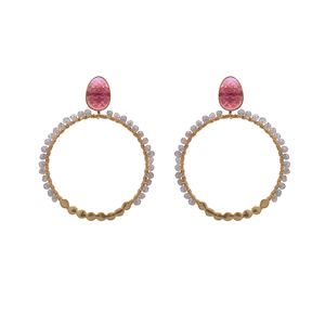Tourmaline pearl gemstone 925 sterling silver jewelry <b>gold</b> plated <b>dangle</b> <b>earrings</b> - Product Image 1