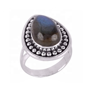 แหวนเพชรเม็ดอัญมณีแลบราโดไรต์ธรรมชาติที่มีชื่อเสียง925เงินสเตอลิงสไตล์วินเทจงานแต่งงานปาร์ตี้ใช้ได้ทั้งชายและหญิง - Product Image 1