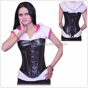 Corsetto in PVC nero corsetto in acciaio, vendita a caldo, senza spalline, con corsetto in PVC nero allacciato e regolabile, esportatore