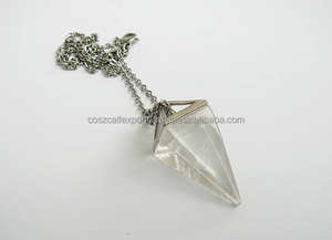 Customizable Vintage Style Stainless Steel Fashion <b>Jewelry</b> Clear Quartz Gemstone Pyramids Pendant & <b>Charms</b> - Product Image 3