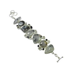 High Quality Dendritic Agate Multi Gemstone <b>Bracelet</b> Solid 925 Sterling <b>Silver</b> Jewelry <b>Bracelets</b> For Unisex Gift - Product Image 1