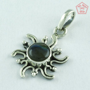 Labradorita piedra 925 plata esterlina forma de sol colgante, Jaipur plata joyería mayorista y proveedor India - Product Image 3