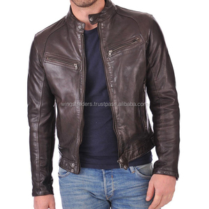 Chaqueta Bomber de cuero de piel de cordero 100% para hombre - Product Image 1