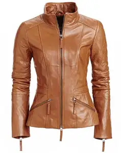 Hot Sell New Style Damen tragen braune Knopf verschluss 100% Wildleder Lederjacke Frauen
