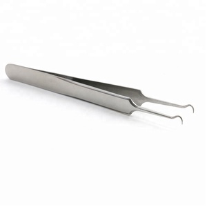 Outils professionnels de soin du visage en acier inoxydable, 2 pièces, extracteur d'acné, outil de suppression des points noirs à pointe incurvée en acier inoxydable - Product Image 1