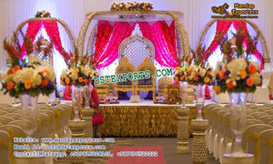 Grand Mandap สำหรับงานแต่งงานฮินดูไฟเบอร์กลาสสีทองทันสมัยน้ำหนักเบาตกแต่งงานอีเวนต์ - Product Image 5
