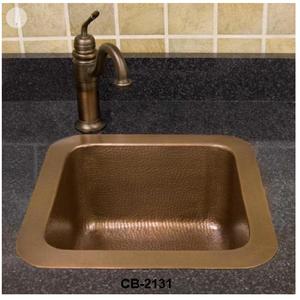 Lavabo de baño de acero inoxidable único de bronce antiguo hecho a mano lavabo de cobre debajo del montaje - Product Image 2