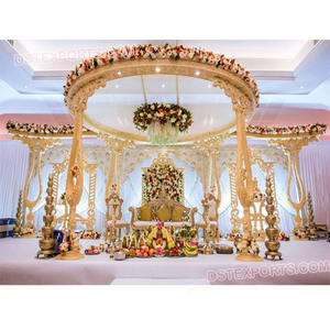 Classical Wooden Mandap for Wedding Wooden Wedding Two Joint Pillars Mandap Indian <b>Wood</b> Hand <b>Carved</b> Mandaps Factory <b>Sale</b> DST UK - Product Image 1