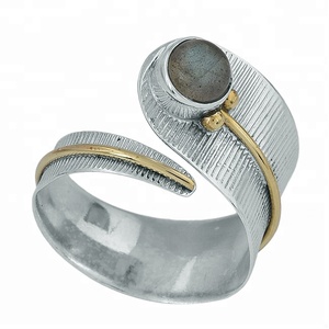 Women's Trendy Fashionable Labradorite Gemstone <b>Adjustable</b> 925 Sterling <b>Silver</b> <b>Ring</b> Solid Bezel Setting Wedding Gift - Product Image 1