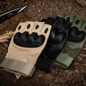 Guantes tácticos de cuero para nudillos, de alta calidad, para exteriores, de medio dedo, tácticos, con pantalla táctil, transpirables - Product Image 4