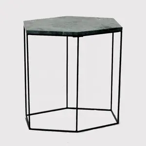 โต๊ะกาแฟเหล็กดัดดีไซน์ใหม่พร้อมท็อปหินอ่อน โต๊ะกาแฟโบราณพร้อมท็อปหินอ่อน - Product Image 1