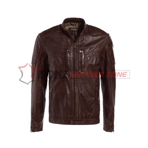 High Quality 100% Genuine Sheep Skin Formal Stand Collar Front Logo Hooded Winter Fashion Jackets for Men - Product Image 4
