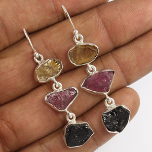 925 Sterling Silver Drop <b>Earrings</b> Multi-Color Natural <b>Tourmaline</b> Gemstones Fashion Long <b>Earrings</b> for Women Party Gift - Product Image 1