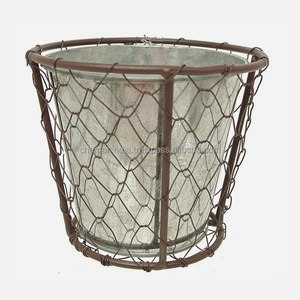 Soportes de macetas de Metal, accesorio rústico de galvanizado con Soporte de alambre para pollo - Product Image 1