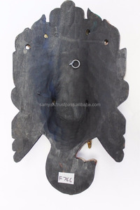 Masque mural en bois Intarsia du Seigneur Ganesh hindou du Népal - Product Image 5