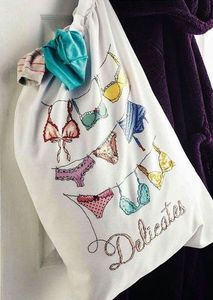 ถุงซักผ้าผ้าฝ้าย 100% ปักมือ พร้อมเชือกผูก ขายส่ง - Product Image 2