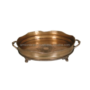 ขายร้อน Golden เสิร์ฟถาดตกแต่งถาดโลหะสําหรับงานแต่งงานบาร์ตกแต่งสแตนเลสเสิร์ฟถาดเคลือบเงา - Product Image 3