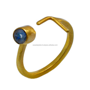 Genuino azul lapislázuli piedra preciosa sólido 925 anillo de plata esterlina hecho a mano clásico chapado en oro anillo de moda para compromiso, fiesta. - Product Image 1