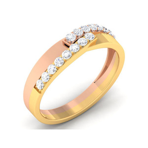 Luxury 0.40 Cts Real Diamond Multi Tone Gold Wedding Band Ring in 14K | Elegant Anniversary Bridal Ring Fine Jewelry for Women - Product Image 2