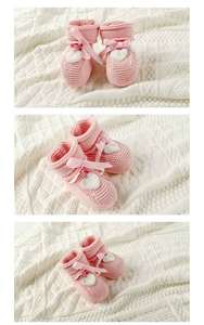 Botines <span class=keywords><strong>de</strong></span> <span class=keywords><strong>ganchillo</strong></span> <span class=keywords><strong>para</strong></span> bebé recién nacido, zapatos <span class=keywords><strong>de</strong></span> calcetín <span class=keywords><strong>para</strong></span> niña, color rosa, venta al por mayor - Product Image 3