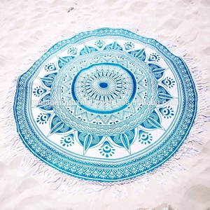 Handmade Cotton Peacock Mandala round Throw Beach <b>Towel</b> Popular Plain Style <b>Hooded</b> <b>Towel</b> Disposable with Handmade Techniques - Product Image 1